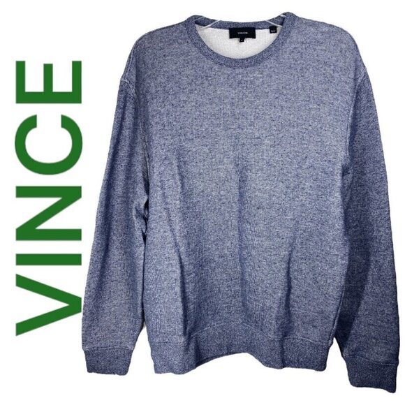 VINCE 100% Cotton Blue Crew Neck French Terry Sweatshirt, Size Medium - Picture 1 of 8